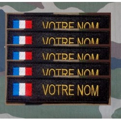 Bande patronymique sur feutre noir avec drapeau France (par5)
