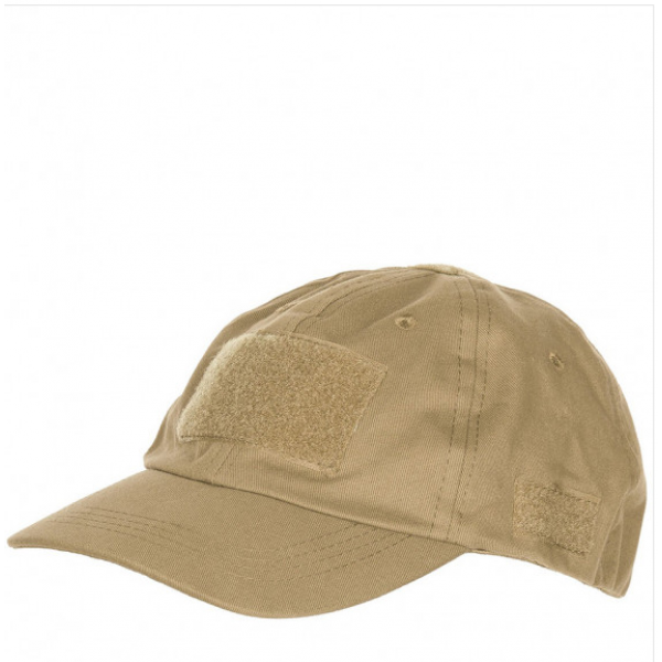 Casquette Beige Coton 5 Panneaux avec écussons par Velcros brodé (sur Devis)