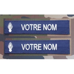 Bande Patronymique bleu marine ou noire avec grenade gendarmerie (par 2)