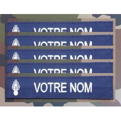 Bande Patronymique bleu marine ou noire avec grenade gendarmerie (par 5)