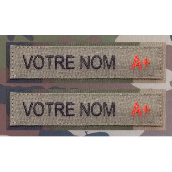 Bande Patronymique Kaki avec groupe sanguin (par 2)