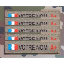 Bande patronymique Kaki avec Drapeau et groupe sanguin (par 5)