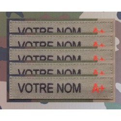 Bande Patronymique Kaki avec groupe sanguin (par 5)