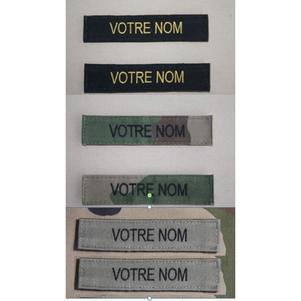 Bandes Patronymiques pour Eleve Gendarme (pak de 2 bandes OTAN,2 Noires,2 Kakis)