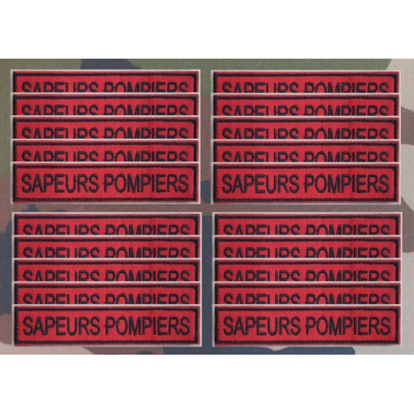 Bandes Patronymiques "SAPEURS POMPIERS" sur fond rouge