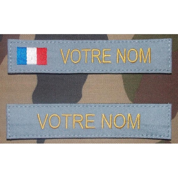 Bande patronymique Grise par 2 (1 avec et 1 sans drapeau)