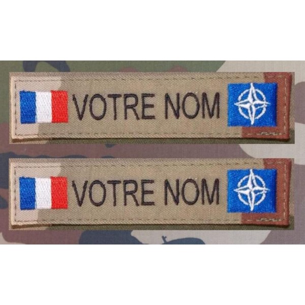 Bandes Patronymiques NATO Désert Bariolés avec drapeau France (par 2)
