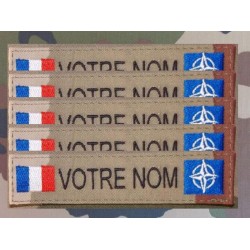 Bandes Patronymiques NATO Désert Bariolés avec drapeau France (par 5)