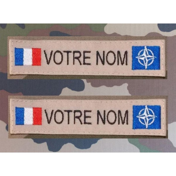 Bandes Patronymiques NATO Sable avec drapeau France (par 2)
