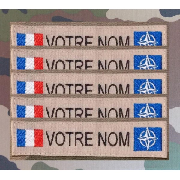 Bandes Patronymiques NATO Sable avec drapeau France (par 5)