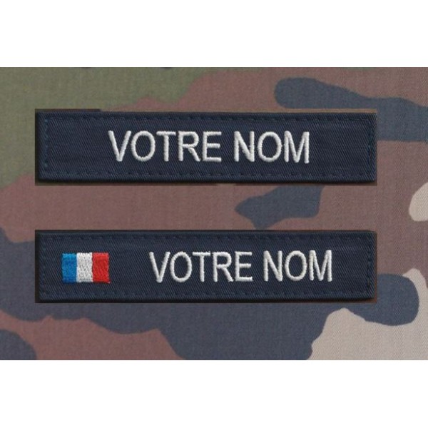 Bandes patronymiques Bleus Marines par 2 (1 avec et 1 sans drapeau)