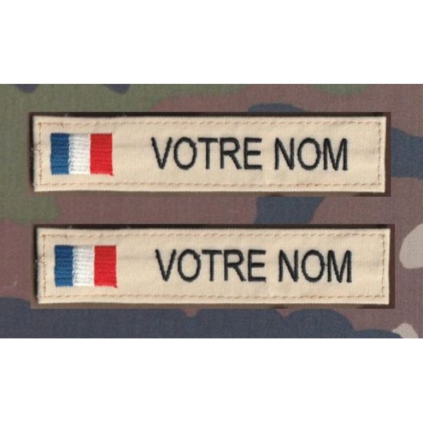 Bande patronymique Crème clair avec drapeau France (par 2)