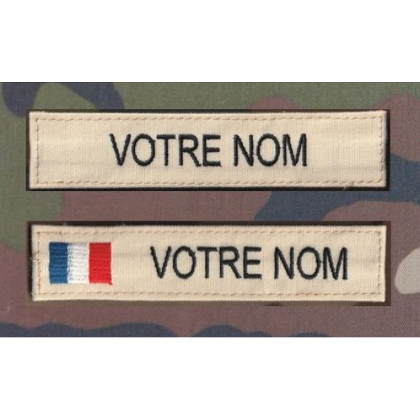 Bande patronymique Crème clair par 2 (1 avec et 1 sans drapeau)