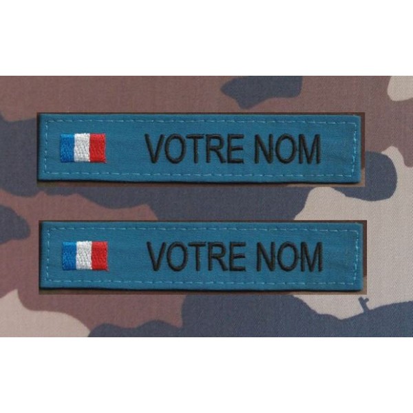 Bande Patronymique Bleu ciel avec drapeau France (par 2)