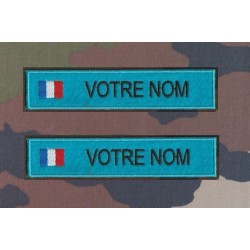 Bande patronymique sur feutre Bleu clair avec drapeau France ( par 2)