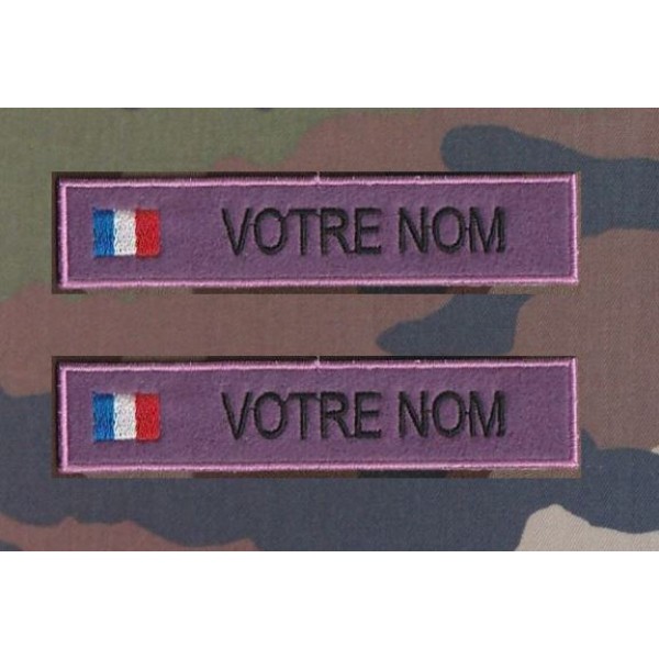Bande patronymique sur feutre Violet  avec drapeau France ( par 2)
