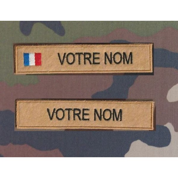 Bande patronymique sur feutre Marron Clair par 2 (1 avec et 1 sans drapeau)