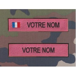 Bande patronymique sur feutre Rose par 2 (1 avec et 1 sans drapeau)