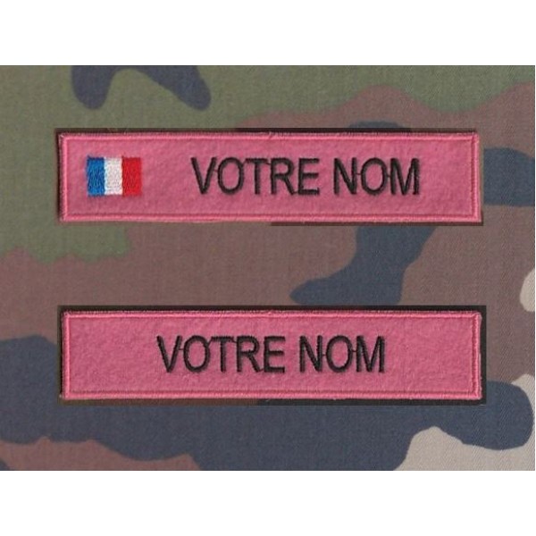 Bande patronymique sur feutre Rose par 2 (1 avec et 1 sans drapeau)