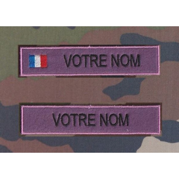 Bande patronymique sur feutre Violet par 2 (1 avec et 1 sans drapeau)