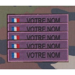 Bande patronymique sur feutre Violet  avec drapeau France ( par 5)