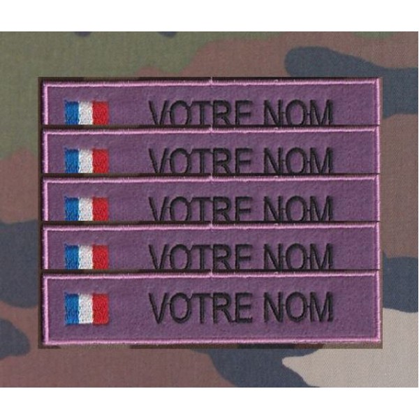 Bande patronymique sur feutre Violet  avec drapeau France ( par 5)