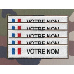 Bande patronymique sur feutre blanc avec drapeau France (par 5)