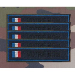 Bande patronymique sur feutre bleu avec drapeau France ( par 5)