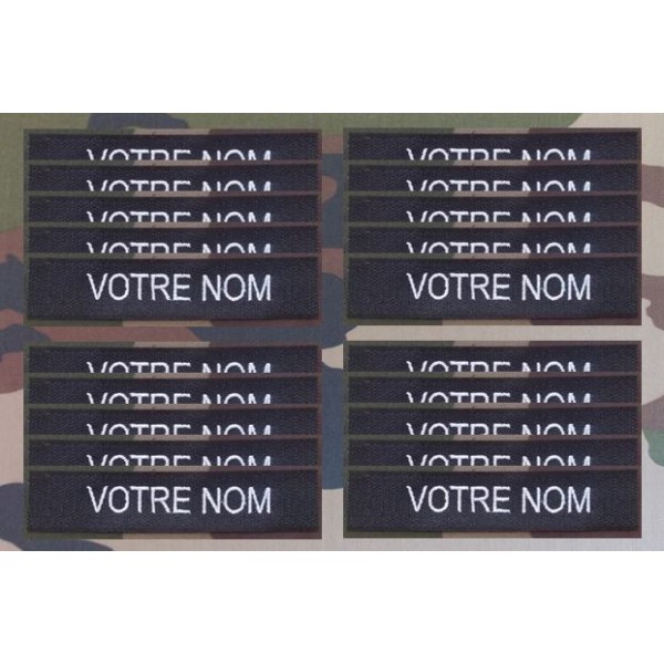  Bande patro brodé sur velcros Noire (par 20)