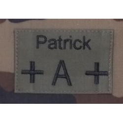 Bande Kaki avec Groupe sanguin A POS et nom (par 2)