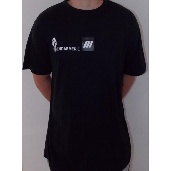 T-shirt Noir Floqué avec grade (coton)