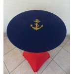 Housse Mange Debout Rouge avec Chapeau Brodé Bleu Marine par 5
