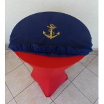 Housse Mange Debout Rouge avec Chapeau Brodé Bleu Marine