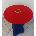 Housse Mange Debout Bleu Marine avec Chapeau Brodé Rouge par 5