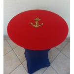 Housse Mange Debout Bleu Marine avec Chapeau Brodé Rouge