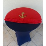 Housse Mange Debout Bleu Marine avec Chapeau Brodé Rouge par 5