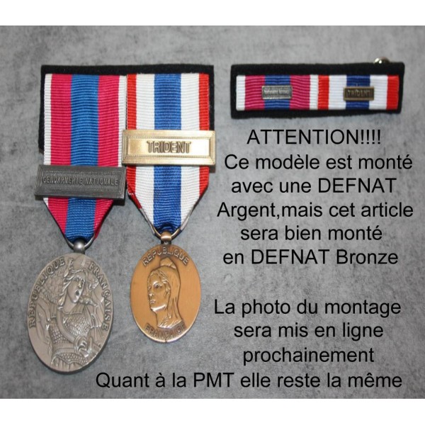 Montage Médaille Defnat Bronze / PMT avec barrette et Agrafe au Choix