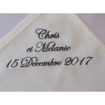 Serviette de table de mariage, Baptême brodée (sur devis)